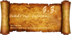 Gubányi Zulejka névjegykártya